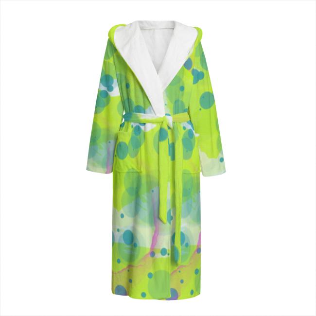 Bunter Bademantel Mojito aus Flanell – flauschig & farbenfroh, Größen S–2XL, AmStaff, Staff, Stffordshire, Pitbull, Pit, Mischling, Mix, SOKA, Listenhund